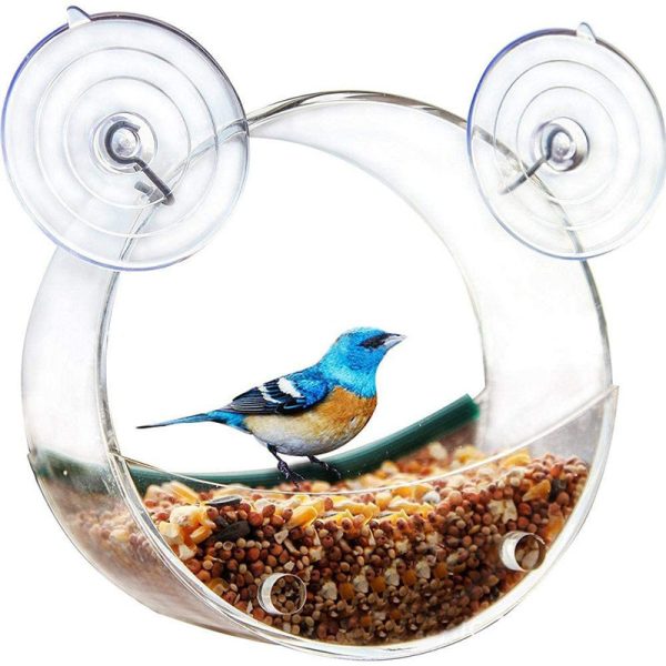 Round Acrylic Bird Feeder Plexiglass Pet Feeder Suspended Pet Feeder
