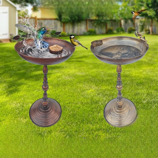 European Style Wrought Iron Bird Feeder & Bathtub - Outdoor Garden Ornament