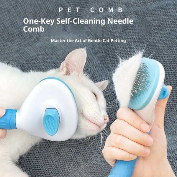 One - button Self - cleaning Pet Comb - Cat & Dog Needle Comb for Floating Hair Removal