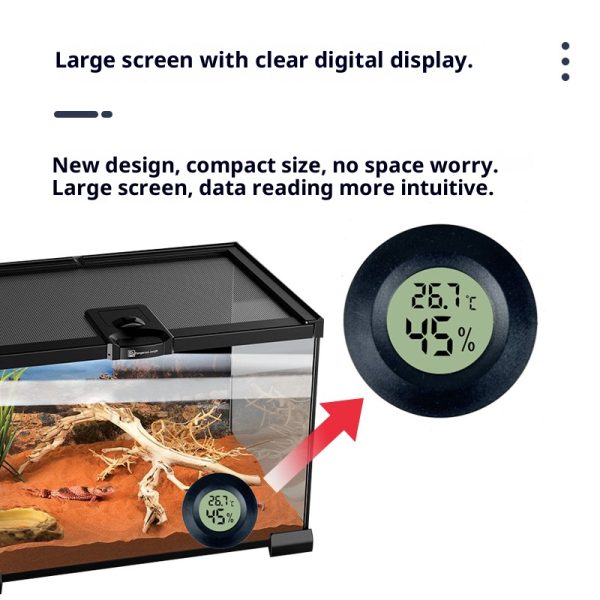 Reptile Thermo-Hygrometer - Circular, Embedded Probe (Cigar/Wine Cabinet Compatible)