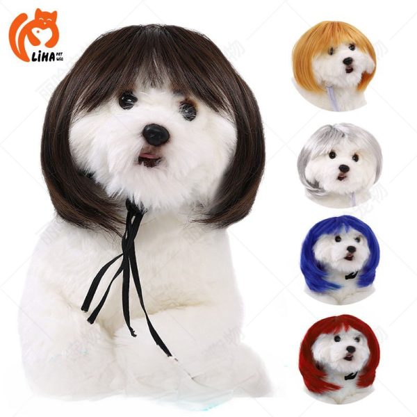 Pet Bobo Wig with Bangs - Cute Fashion Dog Hair Accessory