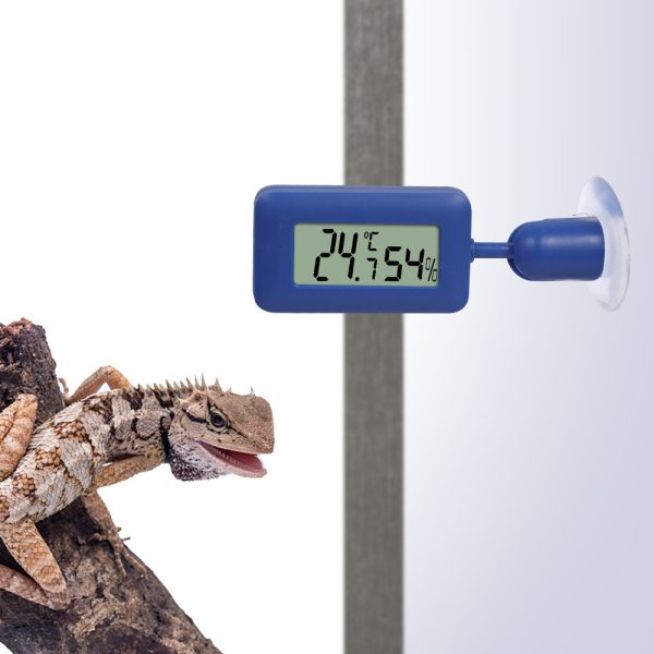 New Mini Reptile Thermo-Hygrometer - 360° Rotating, Luminous Suction Cup