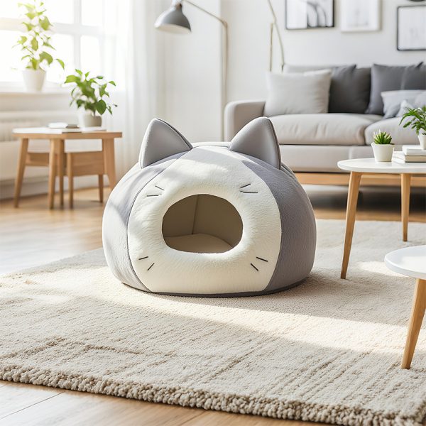 Factory Direct Cat Nest - Semi-Enclosed Memory Foam Pet Bed