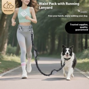 Cross-Border Explosion-Proof Running Dog Leash Nylon Reflective Multi-Functional Retractable Sports Waist Bag Pet Leash