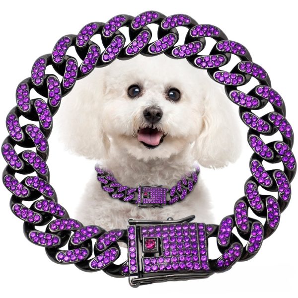 New In-Stock Safety Buckle Cuban Dog Collar Diamond